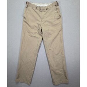 Saddlebred Mens Dress Pant Regular Fit Tan Performance Flat Front 32x30